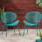 Teal Shell Chairs - Modern Design, Iron Frame, 26.06" D X 34.21" H For Garden Use Chair Shell, Mesh Seating, 24.82" W