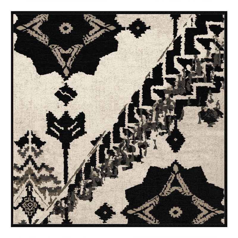 Tapis beige lavable à la machine Osiyo, Carré 7 pi