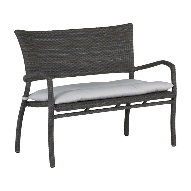 Skye Wicker Garden Bench, Welt, Natural White, Slate Gray