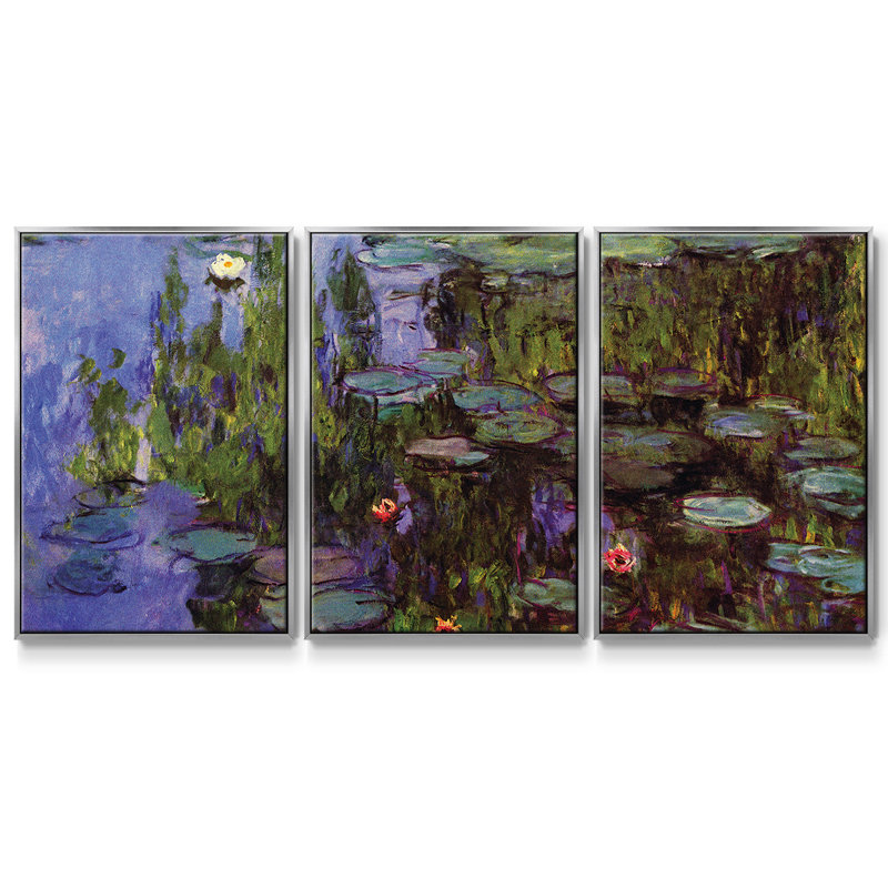 Jardins par Monet, 3 pièces, H 40 po x l 78 po x P 2 po, Argent