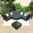93.5''Wicker Outdoor Patio Sofa Set With Rattan Sofa Lounger With Rectangular Coffee Table-2026285434
