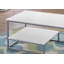 Ensemble de table, ensemble de 3 pièces, café, bout, côté, décor, salon, stratifié blanc, métal gris