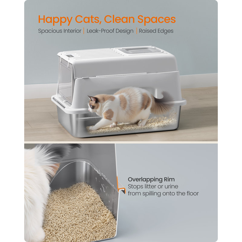 Stainless Steel Litter Box, Light Grey