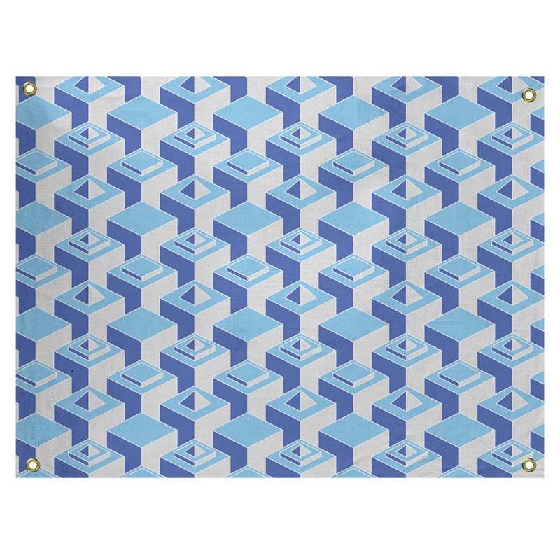 Tapisserie, H 50 po x l 59 po, Bleu sarcelle/bleu
