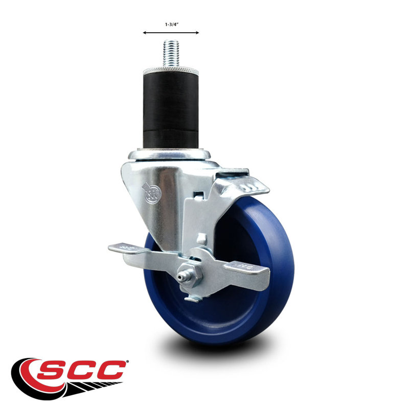 Roulettes extensibles solides en poly pivotant avec frein SCC TLB 4 po x 1-3 / 4 po