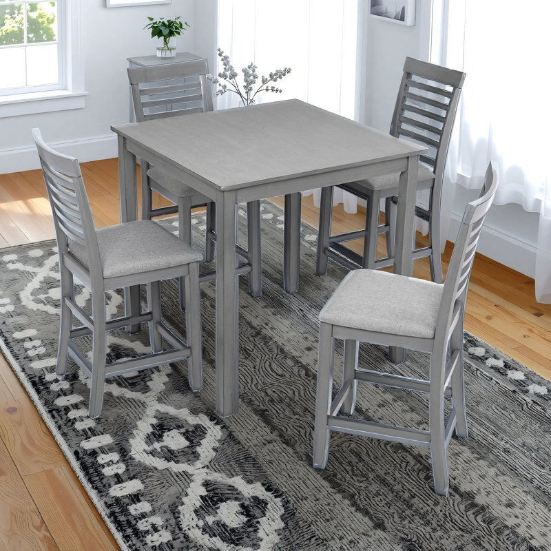 Ensemble de table de salle à manger en bois 5 pièces, ensemble de table de cuisine avec table rectangulaire et 4 chaises rembourrées