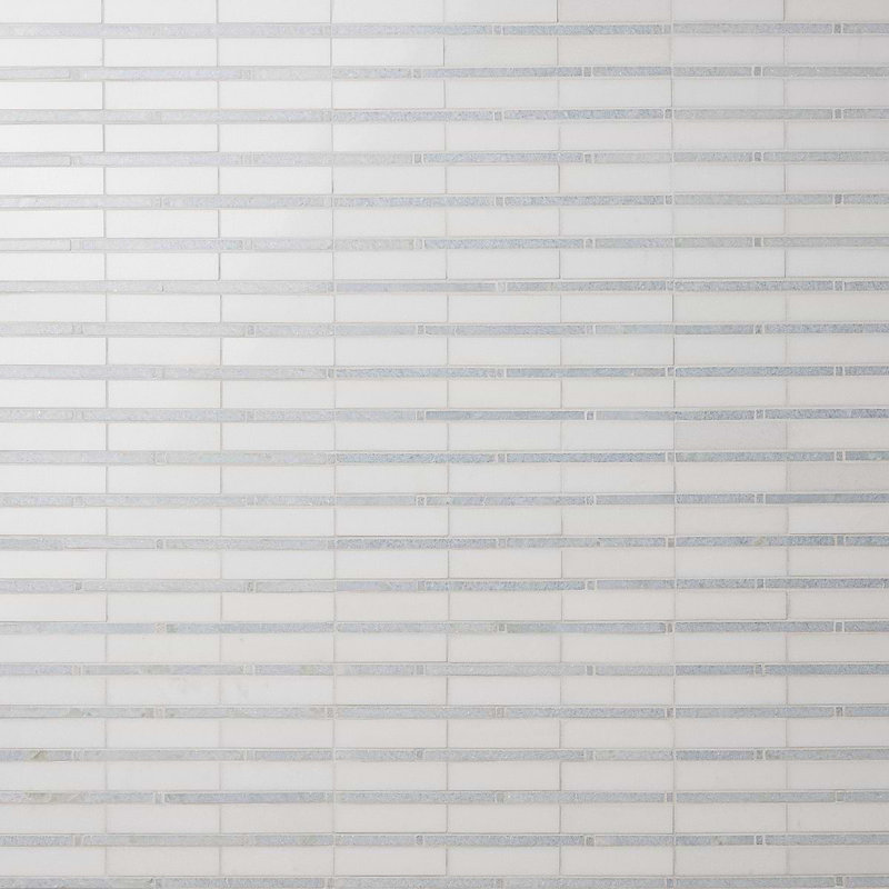 Rattan 1x4 Polished Thassos Marble Mosaic Tile