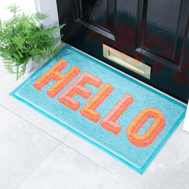 Paillasson Blue Hello - toutes saisons, 16 po x 28 po