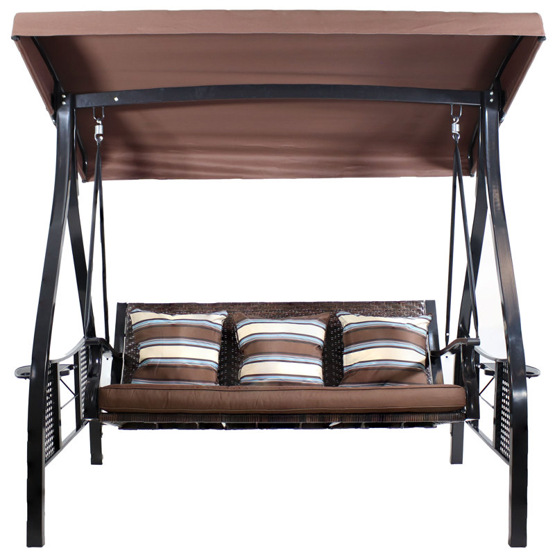 Padded swing with steel frame and stand, Noir