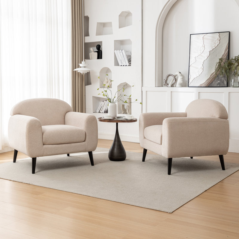 Chaise d'appoint rembourrée avec accoudoirs ronds Deivi, Polyester taupe