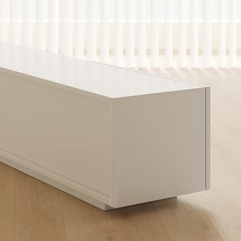Meuble télé blanc minimaliste, H 14,96 po x L 86,61 po x l 15,75 po