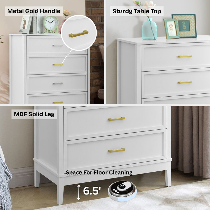 78 cm W Chest of 5 Drawers, White