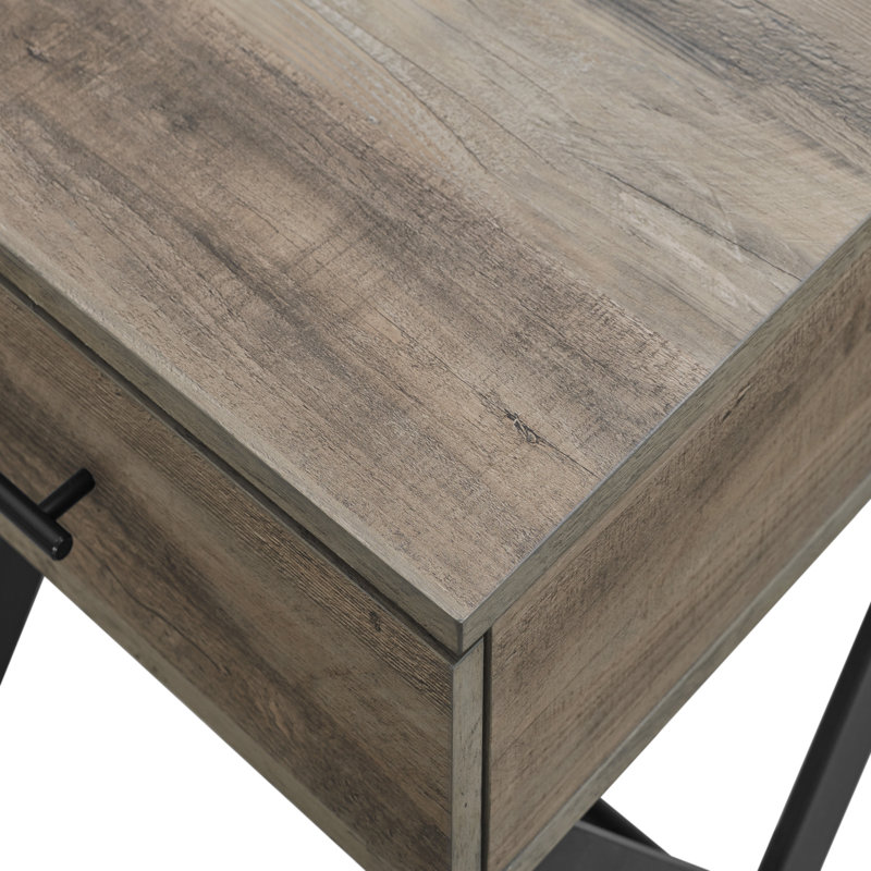 Cross Legs End Table, Grey Wash, Grey Wash
