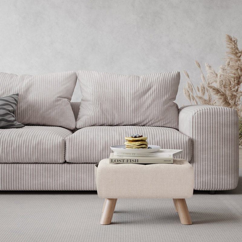 41cm Wide Rectangle Solid Colour Footstool Ottoman