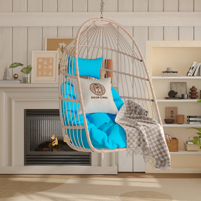 Fauteuil balançoire en rotin PE, Bleu