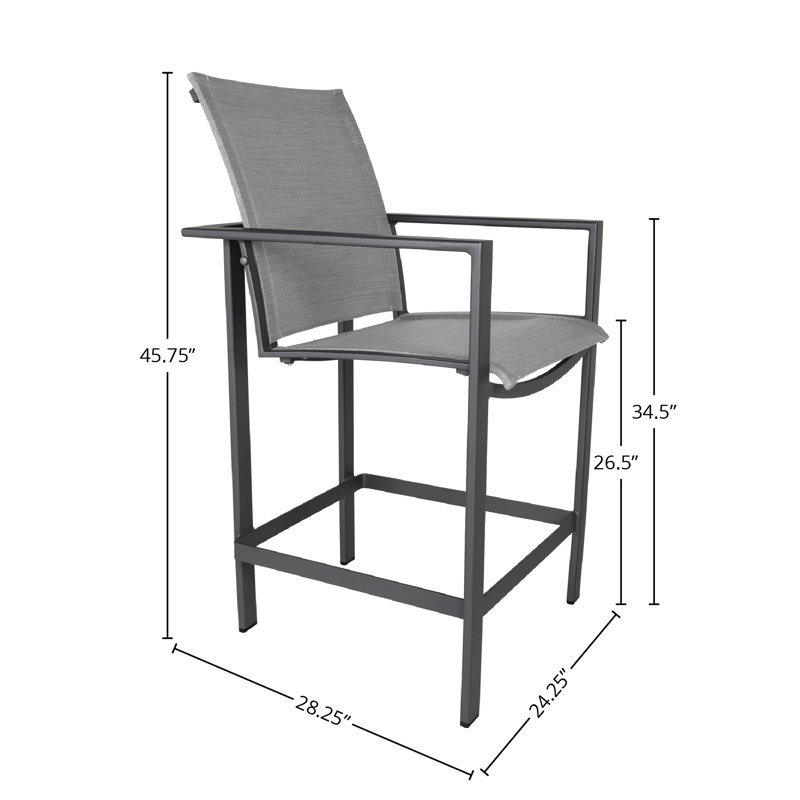 Studio Outdoor Bar Stool, Graphite, Collect Indigo, 26.5"