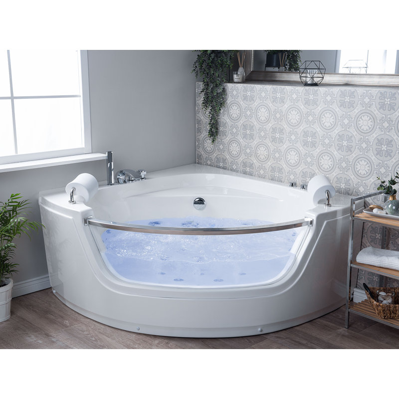 Clouser 1500mm x 201mm Corner Whirlpool Acrylic Bathtub with Faucet