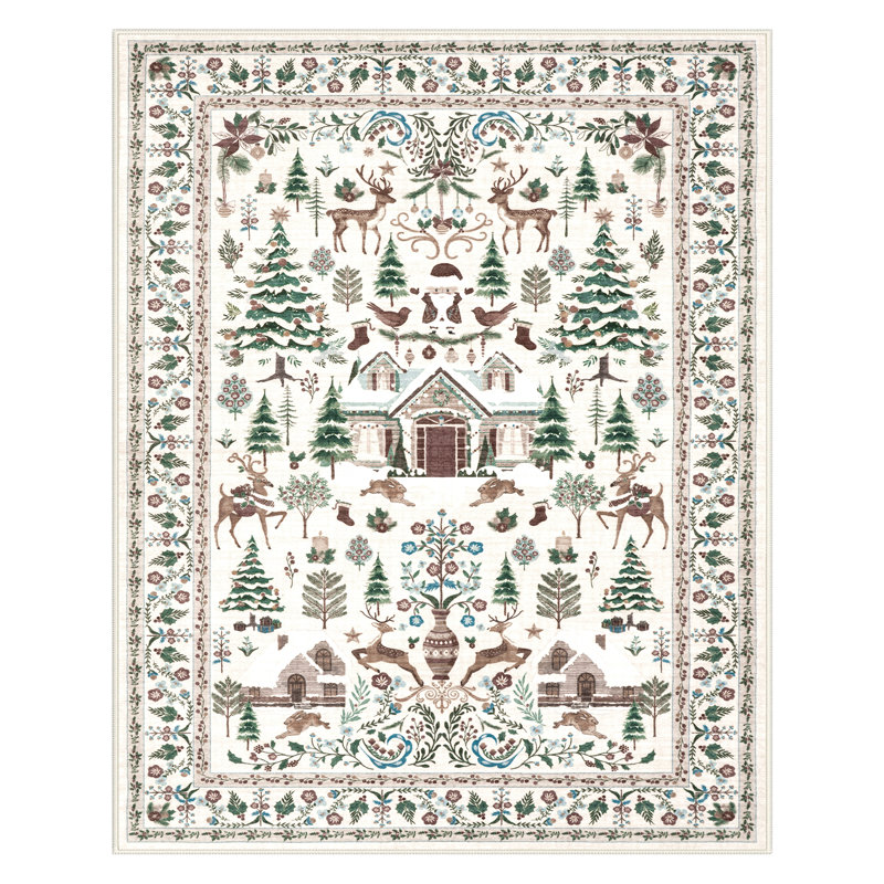 Tapis de Noël antidérapant de Noël, Rectangulaire 8 pi x 10 pi