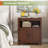 24" Farmhouse End Table With Charging Station, Large Side Table With Storage Cabinet And Open Shelf-1343822277