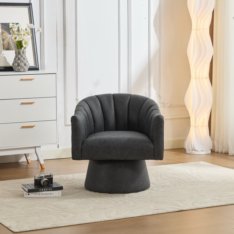 Chai tonneau pivotant en similicuir, Noir