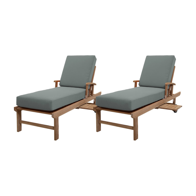 Huntington Outdoor Teak Chaise Lounge, Canvas Regatta Sunbrella® Canvas