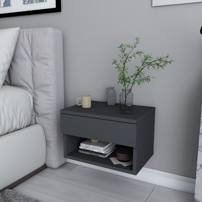 Jamot 44.6cm W Bedside Table, Anthracite