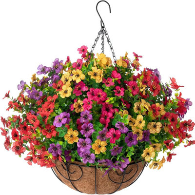 Faux paniers artificiels à fleurs suspendus pour l'extérieur