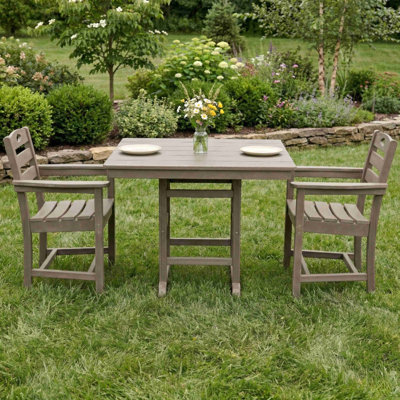 HDPE 3-Piece Outdoor Patio Dining Set with Square Table and 2 Armchairs