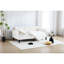 Lit de jour beige moderne avec structure en métal pour lit simple en velours