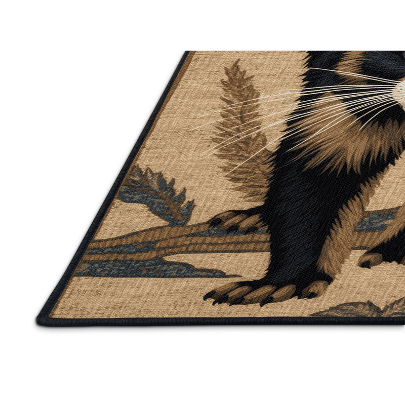 Washable Binturong Wildlife Area Rug, Rectangle 7' x  9'
