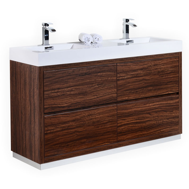 Ensemble de meuble-lavabo double 59 po Royka, Noyer