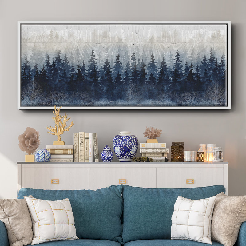 Misty Indigo Forest - toile encadrée, H 20 po x l 50 po