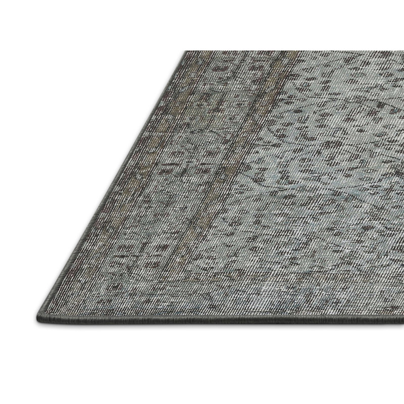 Tapis en laine gris / bleu, Rectangle 5 pi x 7 pi