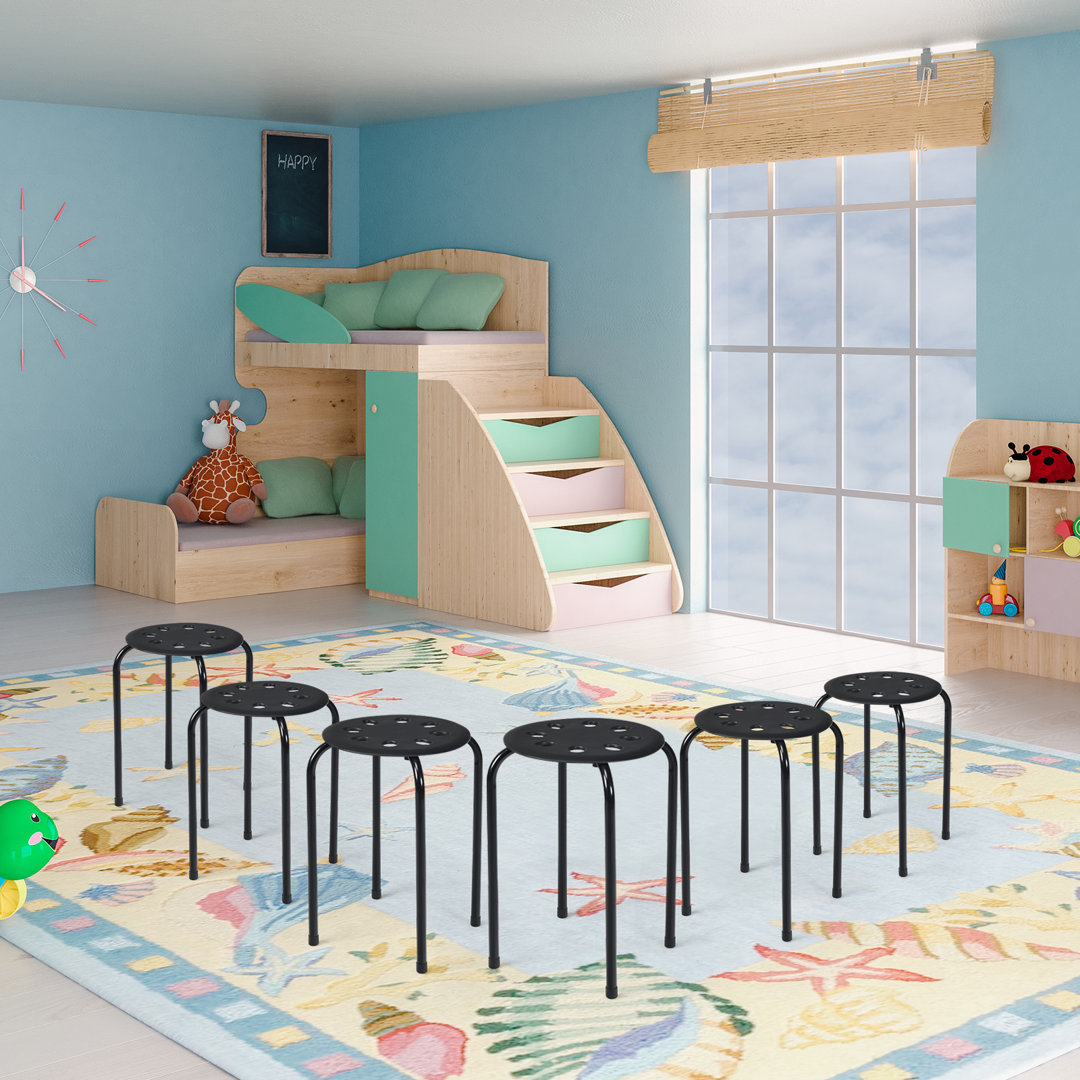 Ashar 17.5'' H Portable Plastic Stack Stools with Metal Frame Stool (Set of 6) Latitude Run® 