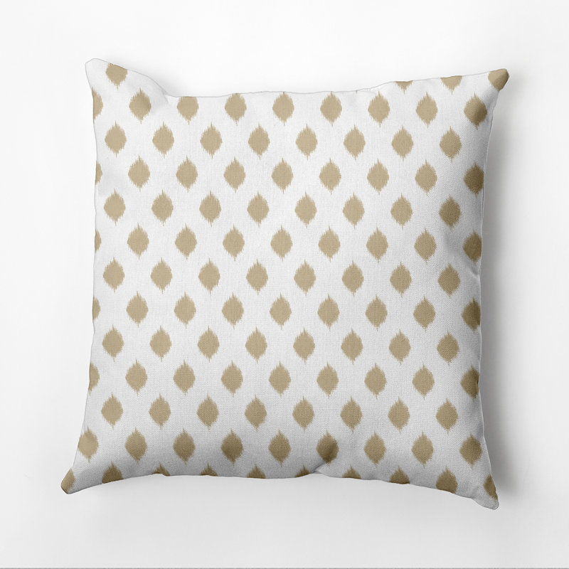 Ikat Outdoor Reversible Throw Pillow, Khaki, 20"x20"