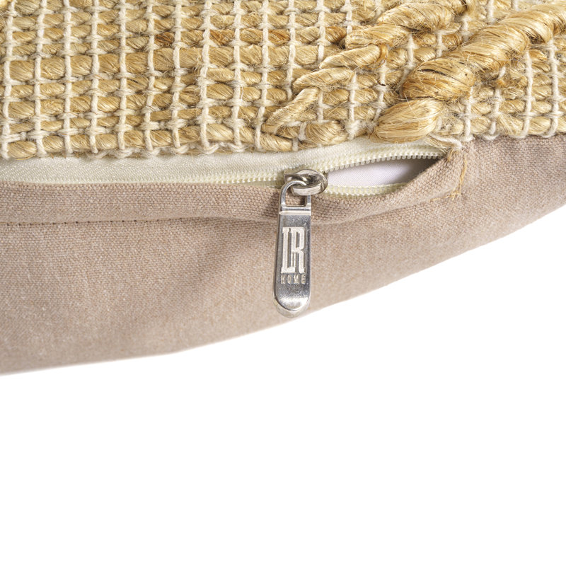 Hand-Woven Tan Textured Cotton Blend Throw Pillow