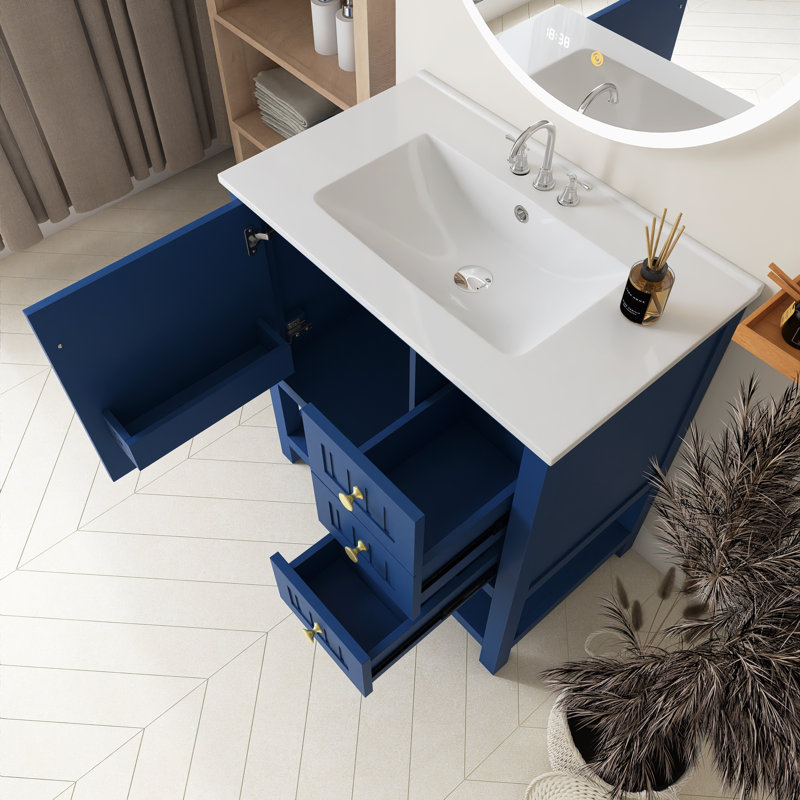 Ensemble de meuble-lavabo simple 30 po Malai, Bleu