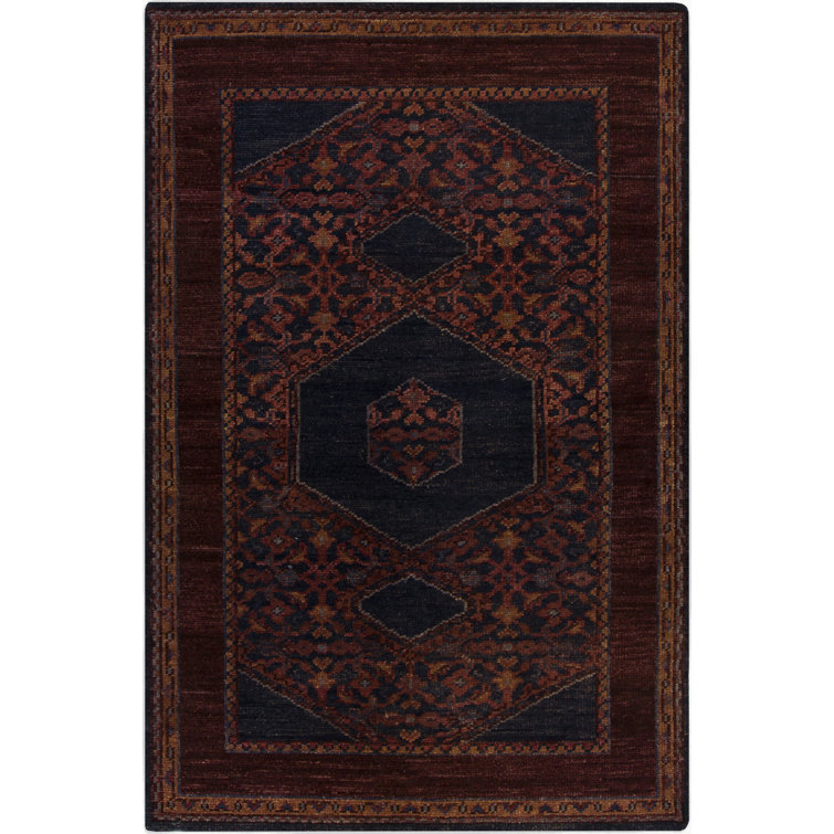 Haven Wool Oriental Area Rug in Burgundy/Navy