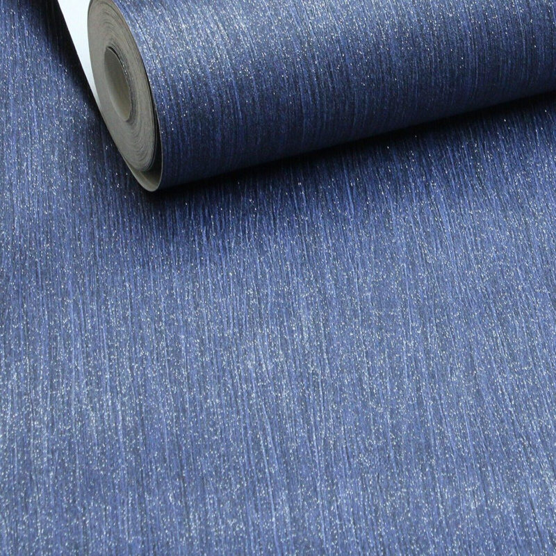 Luxury Navy Royal Blue Glitter Wallpaper Shimmer Vertical Textured Fine Sparkle Feature Wall Vinyl E95101