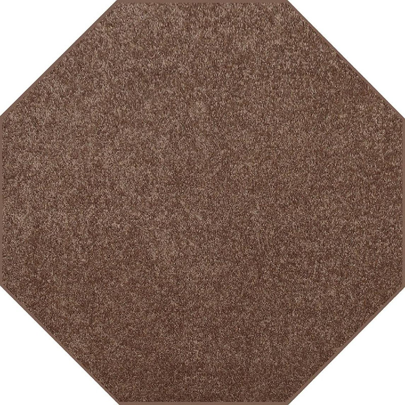 Tapis uni brun tissé à la machine, Octogone 9 pi