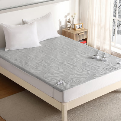 Dual Control Heated Mattress Pad – Queen Size Electric Bed Warmer, Soft & Breathable, 10 Heat Settings, 10-Hour Auto Shut-Off, Deep Pocket, Overheat Protection – Grey, Size: Q