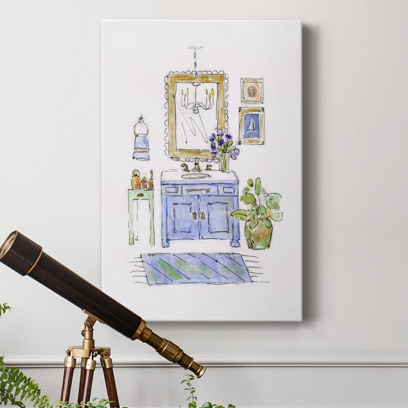 S Croquis Bath II - peinture sur toile tendue, H 27 po x l 18 po x P 1 po