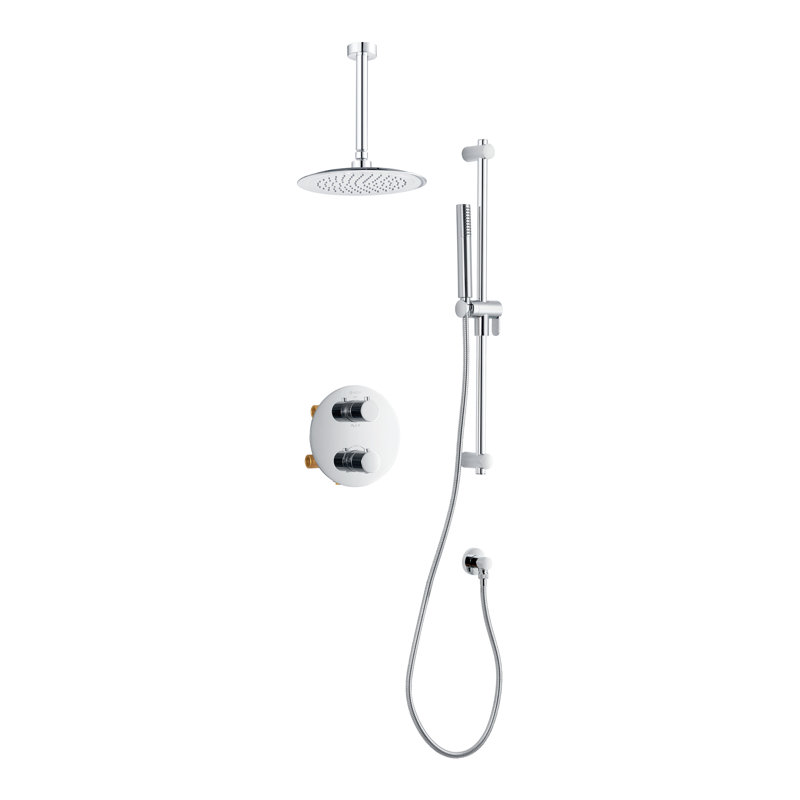 Robinet de douche à double fonction avec valve brute, Chrome
