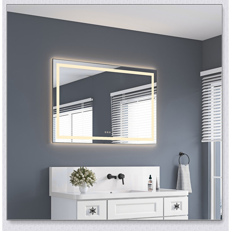 Miroir de salle de bain DEL, Noir, 32" x 48"