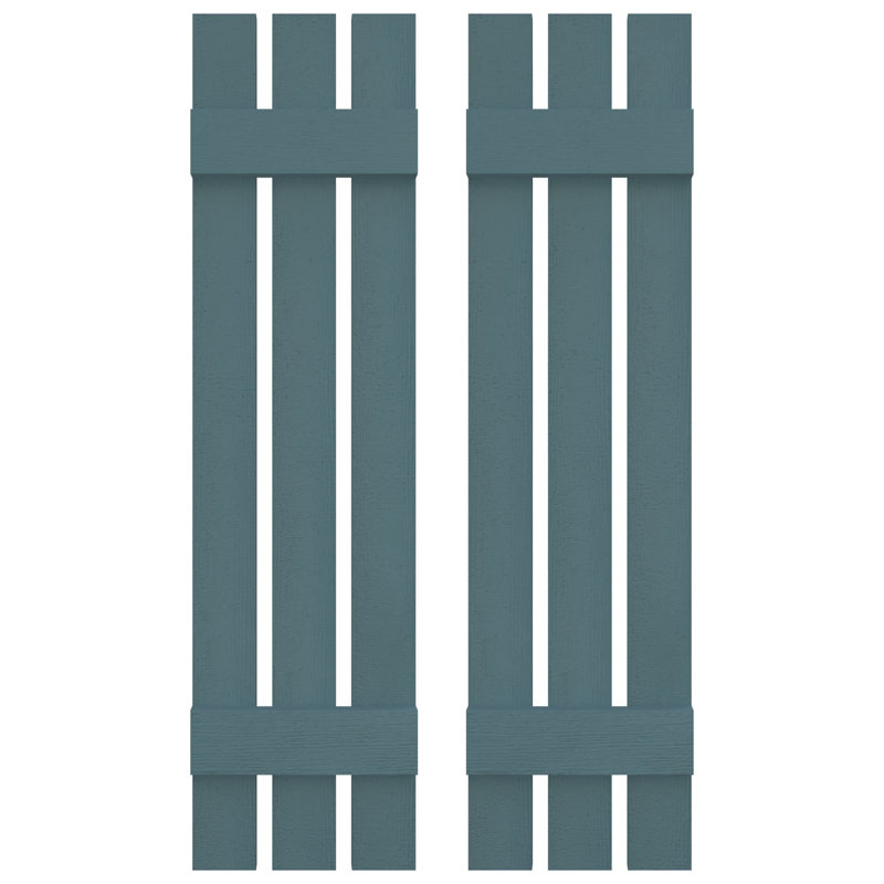 Builders Edge, paire de volets personnalisés à trois planches espacées, planche-n-lattes, Bleu Wedgewood, 38 po