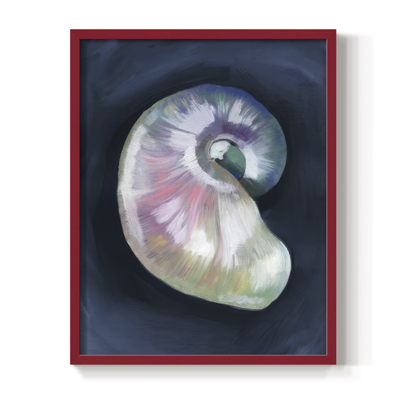 «Lost Shell I», reproduction encadrée - bois massif, H 21 po x l 17 po, Rouge