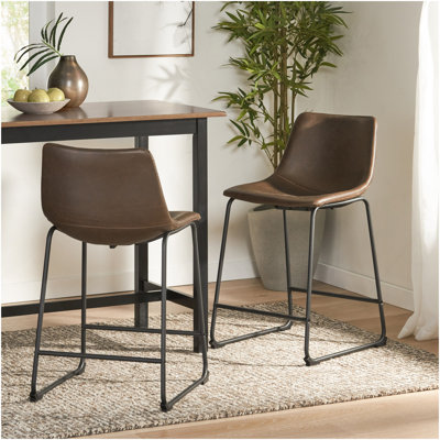 Vintage Style Brown 24-Inch Counter Stool (Set Of 2)