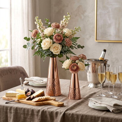Dagenham 2-Piece Hammered Metal Table Vase