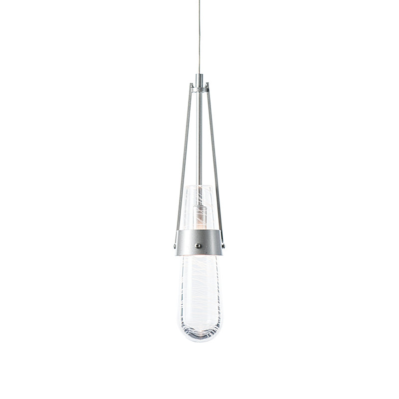 Link 1 - Light Single Teardrop Pendant, Sterling, Clear with White Threading