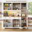 180cm Kitchen Pantry With LED Lights and Charging Station, 4 Drawers,6 Cabinets, Adjustable Shelves